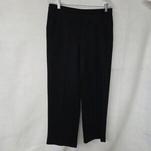 Alfred Dunner Straight Leg Pants Womens 14P Black Elastic Waist Stretch Knit